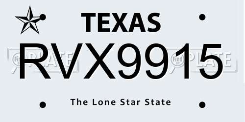 RVX9915 Texas License Plate