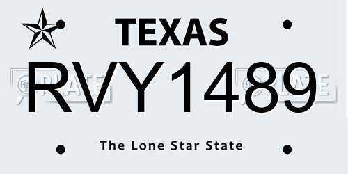 RVY1489 Texas License Plate