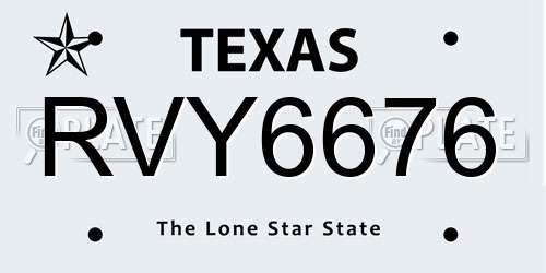RVY6676 Texas License Plate
