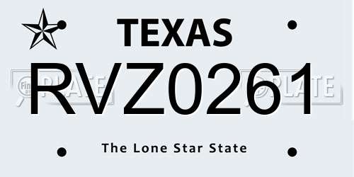 RVZ0261 Texas License Plate