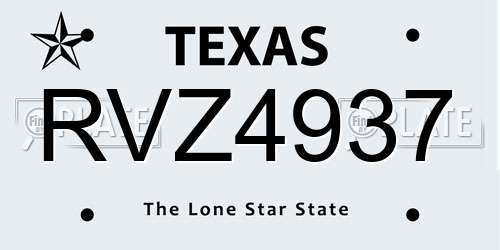 RVZ4937 Texas License Plate