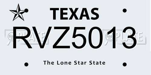RVZ5013 Texas License Plate