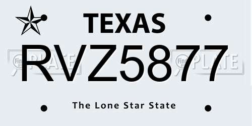 RVZ5877 Texas License Plate