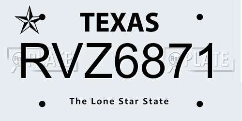 RVZ6871 Texas License Plate