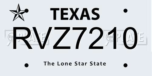 RVZ7210 Texas License Plate