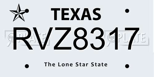 RVZ8317 Texas License Plate