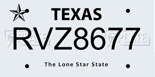RVZ8677 Texas License Plate