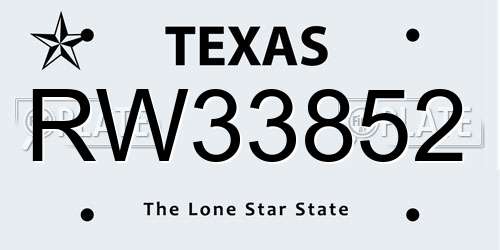 RW33852 Texas License Plate