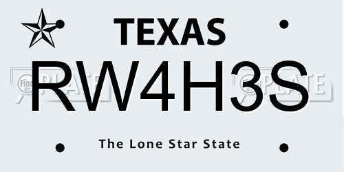RW4H3S Texas License Plate