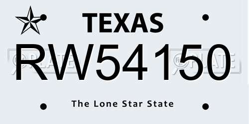 RW54150 Texas License Plate