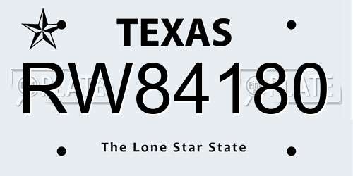 RW84180 Texas License Plate