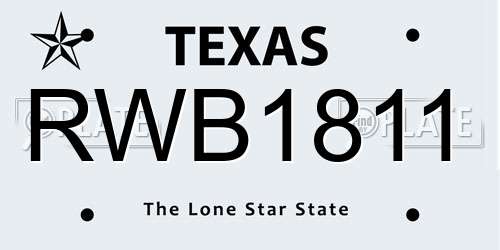 RWB1811 Texas License Plate