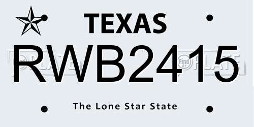RWB2415 Texas License Plate