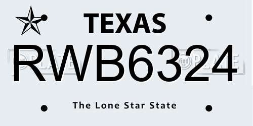 RWB6324 Texas License Plate