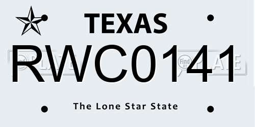 RWC0141 Texas License Plate