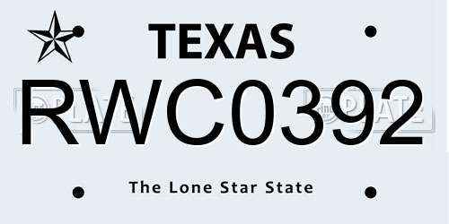 RWC0392 Texas License Plate