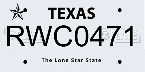 RWC0471 Texas License Plate