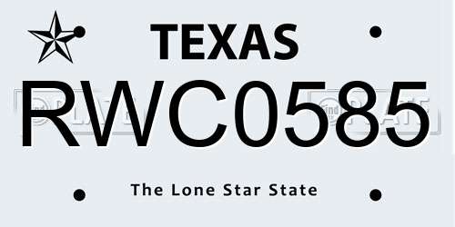RWC0585 Texas License Plate