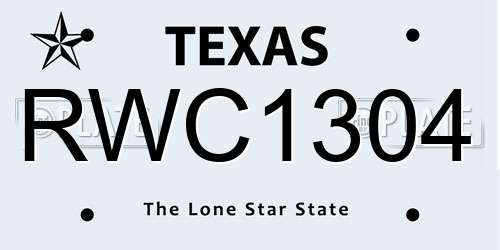 RWC1304 Texas License Plate