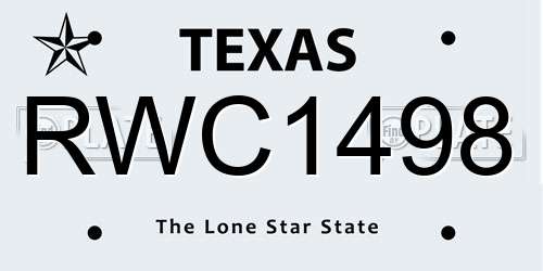 RWC1498 Texas License Plate