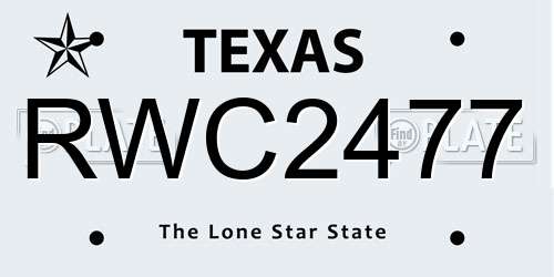 RWC2477 Texas License Plate