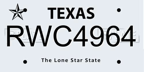 RWC4964 Texas License Plate