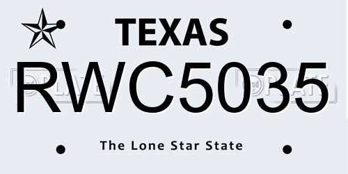 RWC5035 Texas License Plate
