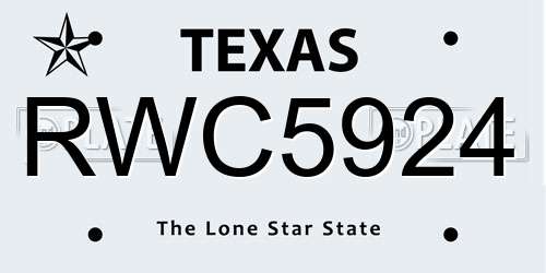 RWC5924 Texas License Plate