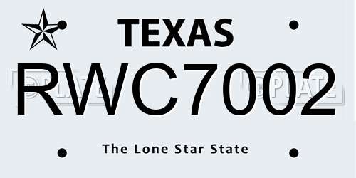 RWC7002 Texas License Plate