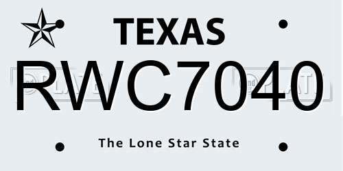 RWC7040 Texas License Plate