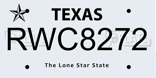 RWC8272 Texas License Plate