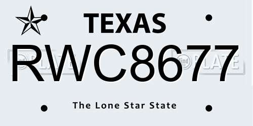 RWC8677 Texas License Plate