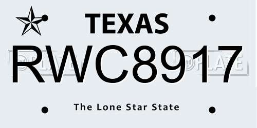 RWC8917 Texas License Plate