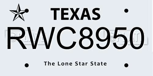 RWC8950 Texas License Plate