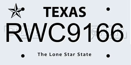 RWC9166 Texas License Plate