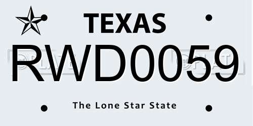 RWD0059 Texas License Plate