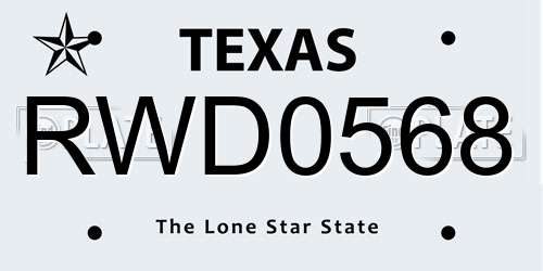 RWD0568 Texas License Plate