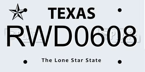 RWD0608 Texas License Plate