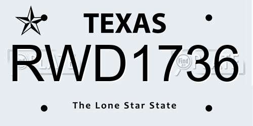 RWD1736 Texas License Plate