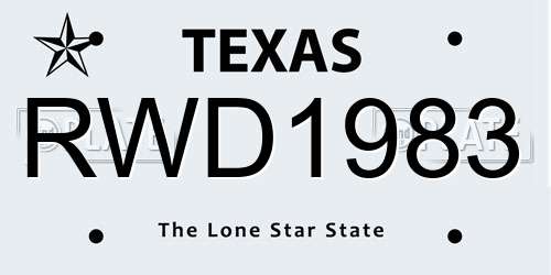 RWD1983 Texas License Plate