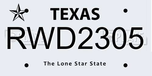 RWD2305 Texas License Plate