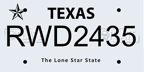 RWD2435 Texas License Plate