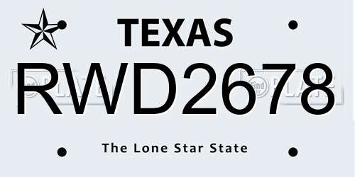RWD2678 Texas License Plate