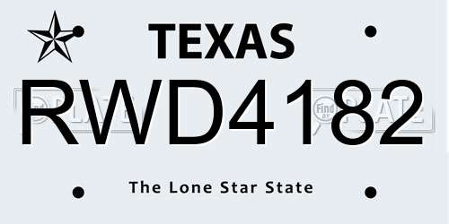 RWD4182 Texas License Plate