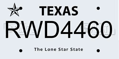 RWD4460 Texas License Plate