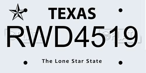 RWD4519 Texas License Plate