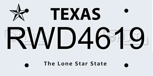 RWD4619 Texas License Plate