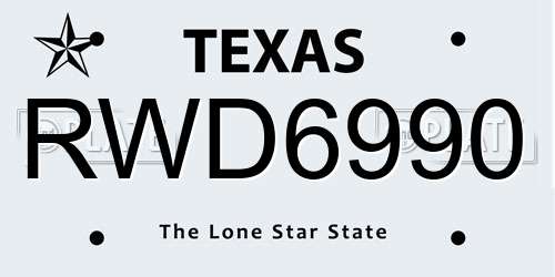 RWD6990 Texas License Plate