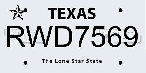 RWD7569 Texas License Plate