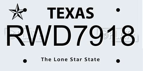 RWD7918 Texas License Plate